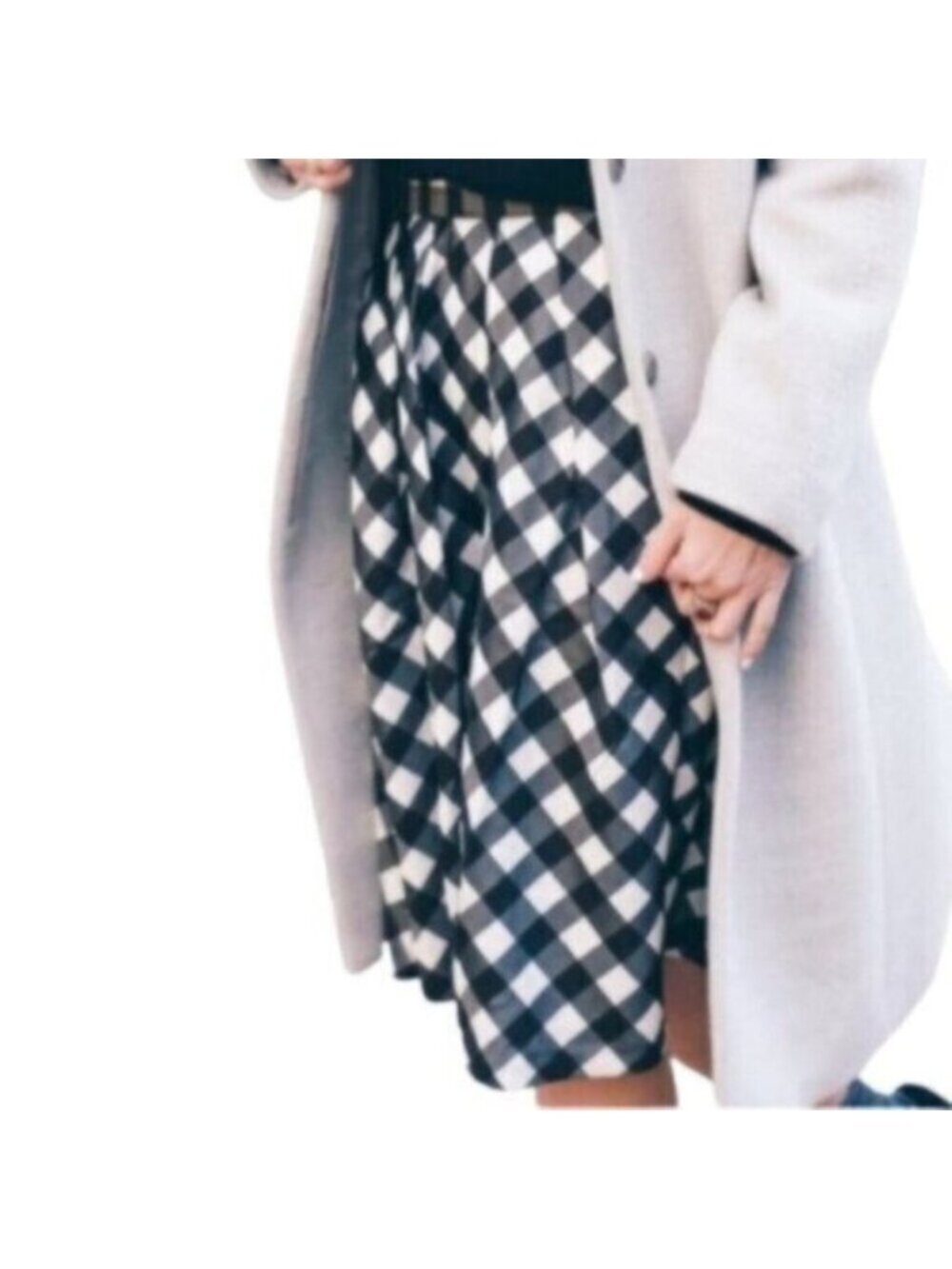 NWT Talbots | Black & White A-line Gingham Plaid Midi Skirt Size 10